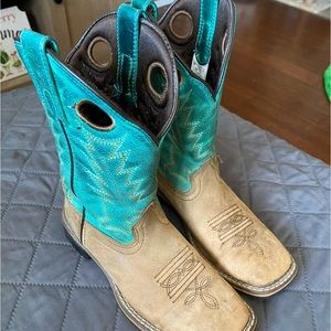 Smoky Mountain boots child size 3. Teal and Tan. Used/good condition